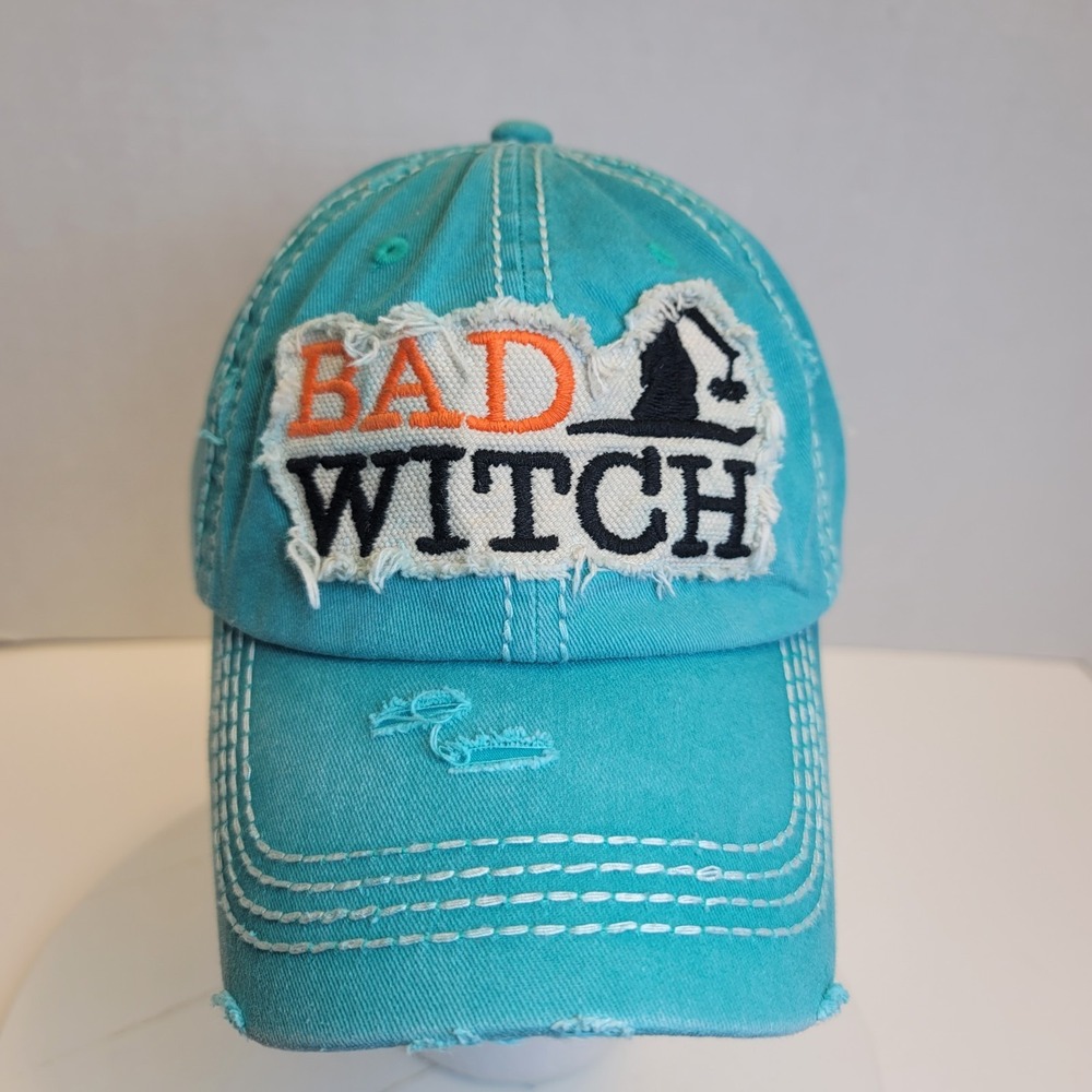 Bad Witch KBethos Strapback Factory Distressed Baseball Vintage Style Blue Hat